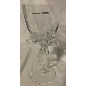 One Jozefina Krosno Handblown Poland Art Glass‎ Twisted Stem 8" drinking wine